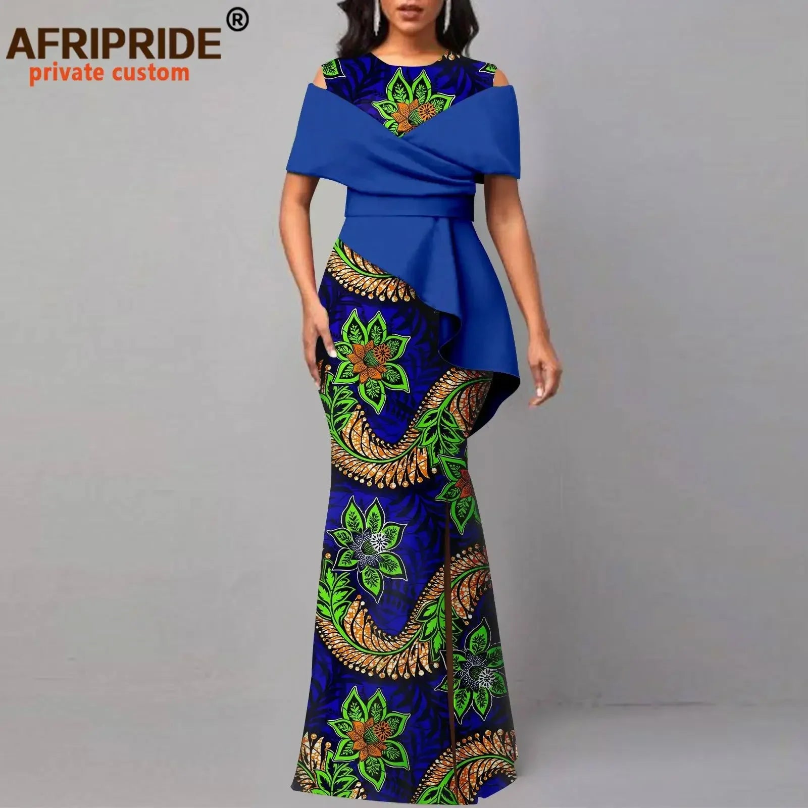 African Dresses for Women Off The Shoulder O-neck High Waist Casual Maxi Dress Ankara Attire Party Evening Outfits