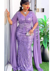 Plus Size African Maxi Dress for Women – Dashiki Sequin Bodycon Gown