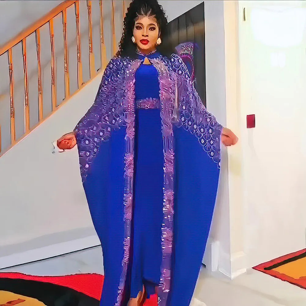 Women's Rhinestone Kanga Dress 2-Piece Set – Elegant African Party Gown – alternate view 34