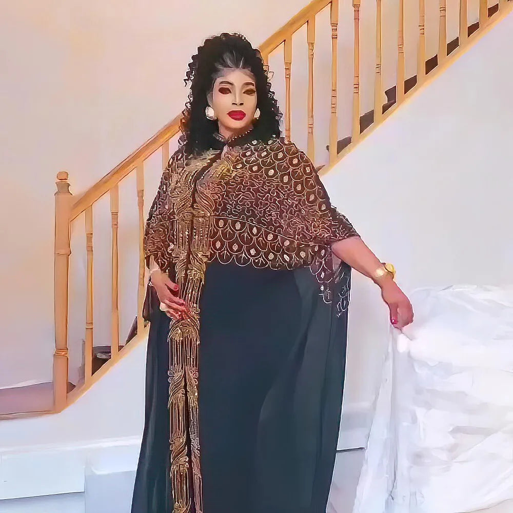 Women's Rhinestone Kanga Dress 2-Piece Set – Elegant African Party Gown – alternate view 44