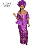 Women's Bazin-Inspired Embroidered Long Occasion Dress, image 2 of 5 – Flexi Africa