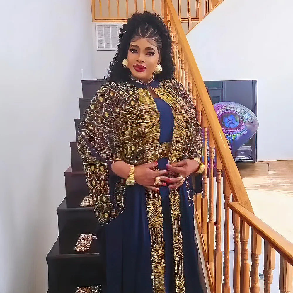Women's Rhinestone Kanga Dress 2-Piece Set – Elegant African Party Gown – alternate view 29