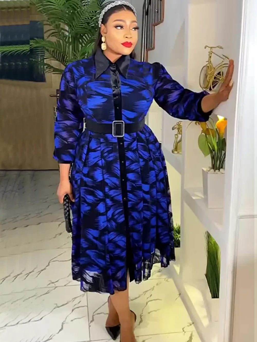 Elegant African Dresses for Women Long Sleeve Africa Clothing Plus Size - Flexi Africa - Flexi Africa offers Free Delivery Worldwide - Vibrant African traditional clothing showcasing bold prints and intricate designs