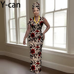 Women's African-Print V-Neck Maxi Dress & Headwrap, image 5 of 16 – Flexi Africa