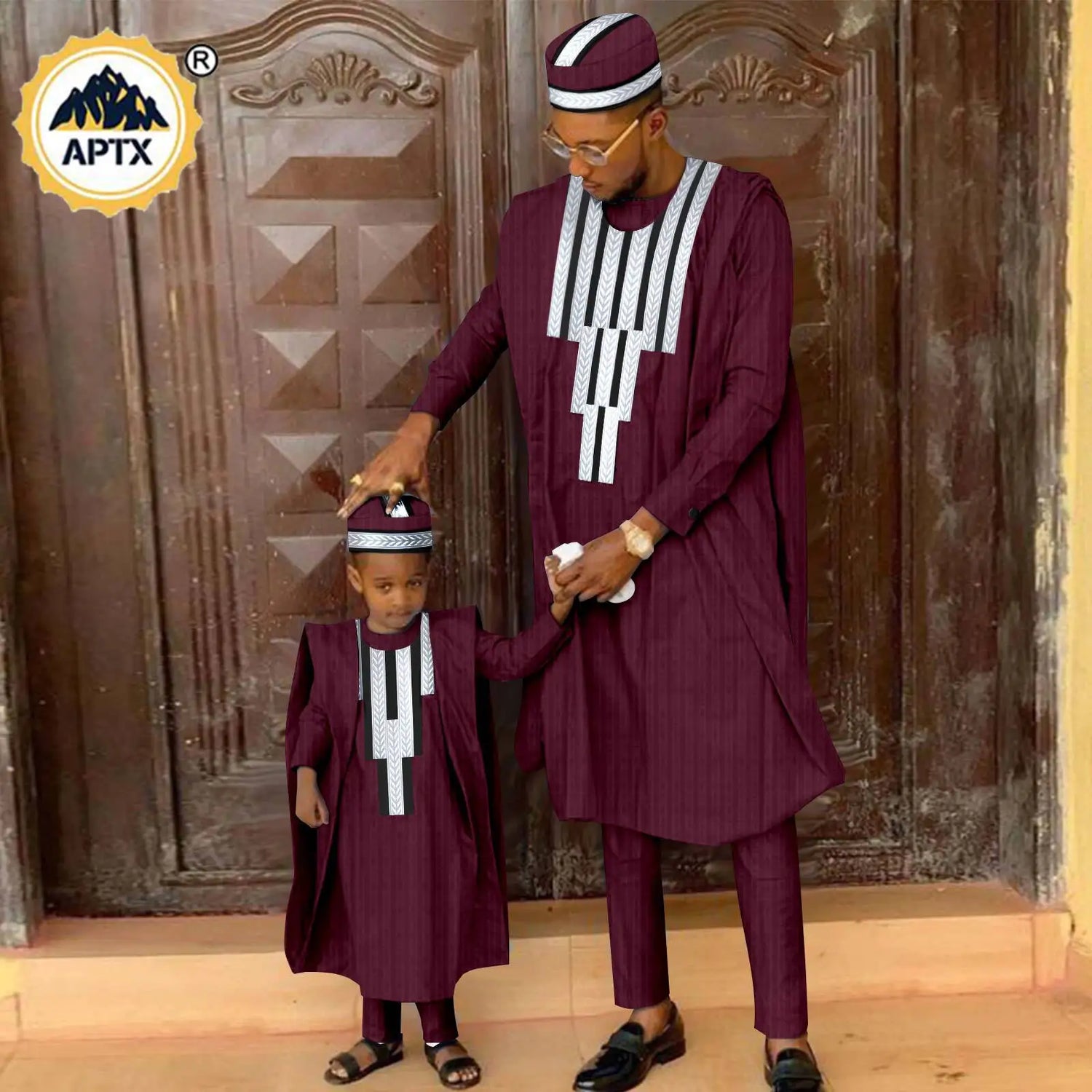 African Father & Son Matching Agbada Dashiki Set – Bazin Riche