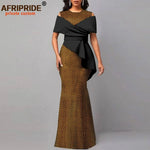African Dresses for Women Off The Shoulder O-neck High Waist Casual Maxi Dress Ankara Attire Party Evening Outfits