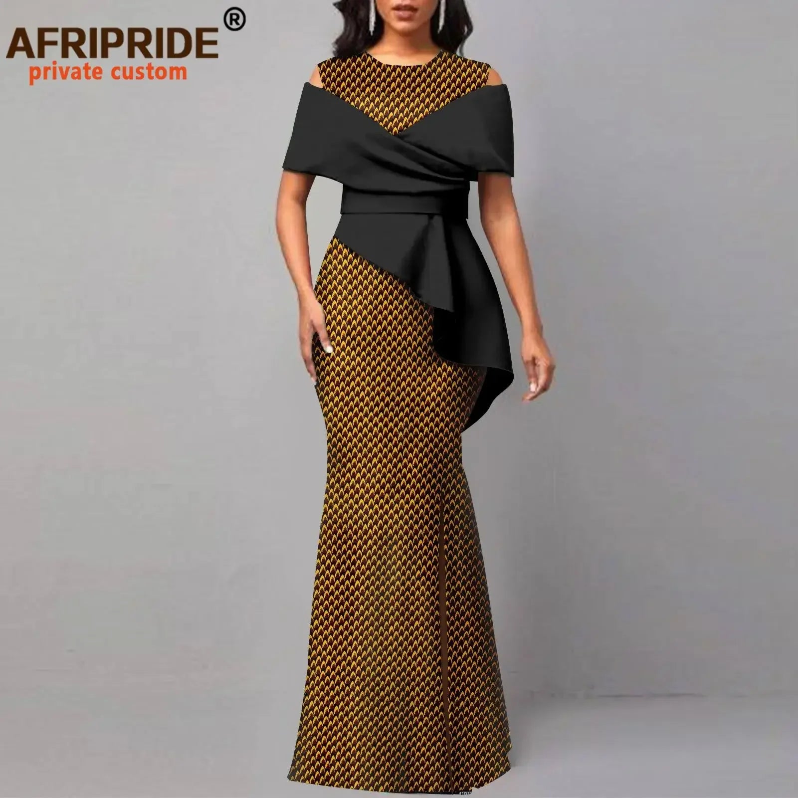 African Dresses for Women Off The Shoulder O-neck High Waist Casual Maxi Dress Ankara Attire Party Evening Outfits