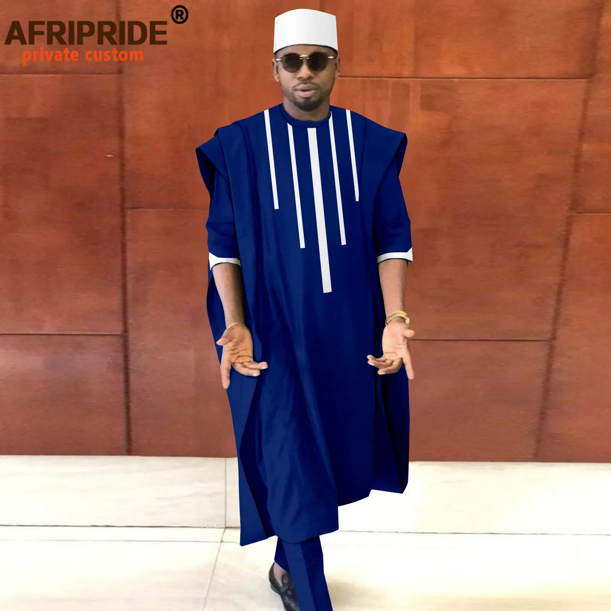 Men's Dashiki Agbada 3-Piece Set – Shirt, Pants & Tribal Hat – alternate view 24