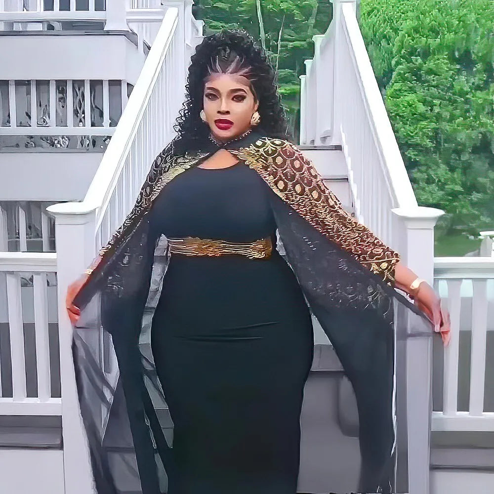Women's Rhinestone Kanga Dress 2-Piece Set – Elegant African Party Gown – alternate view 2
