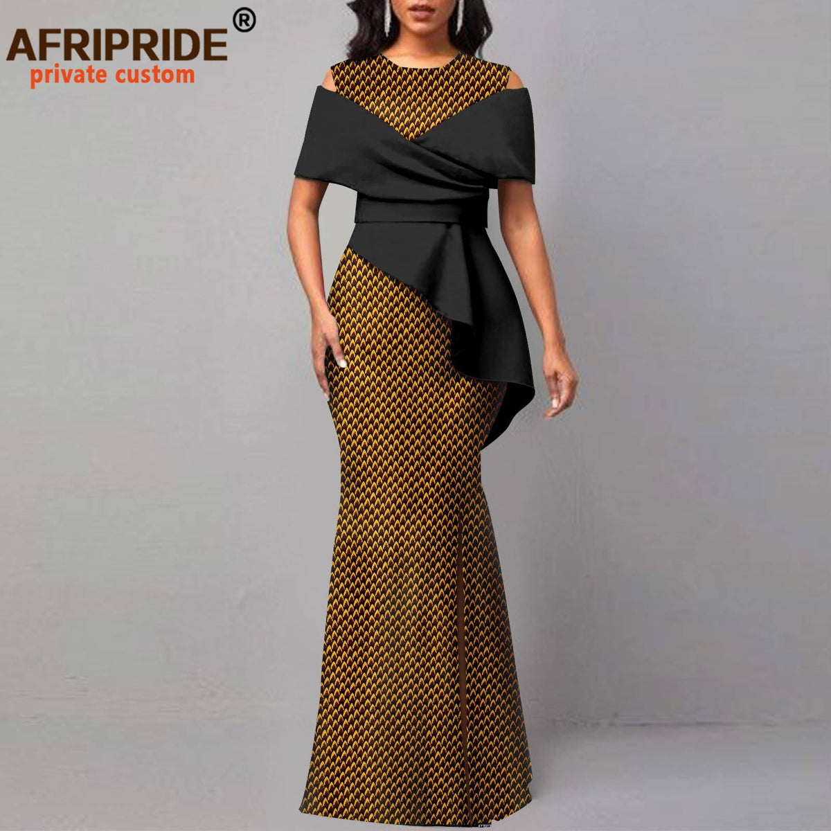 African Dresses for Women Off The Shoulder O-neck High Waist Casual Maxi Dress Ankara Attire Party Evening Outfits