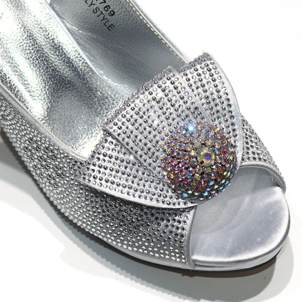 Women's Sequin Pointed-Toe Slingback Heels & Bag Set – 6.5cm Block Heel – alternate view 11