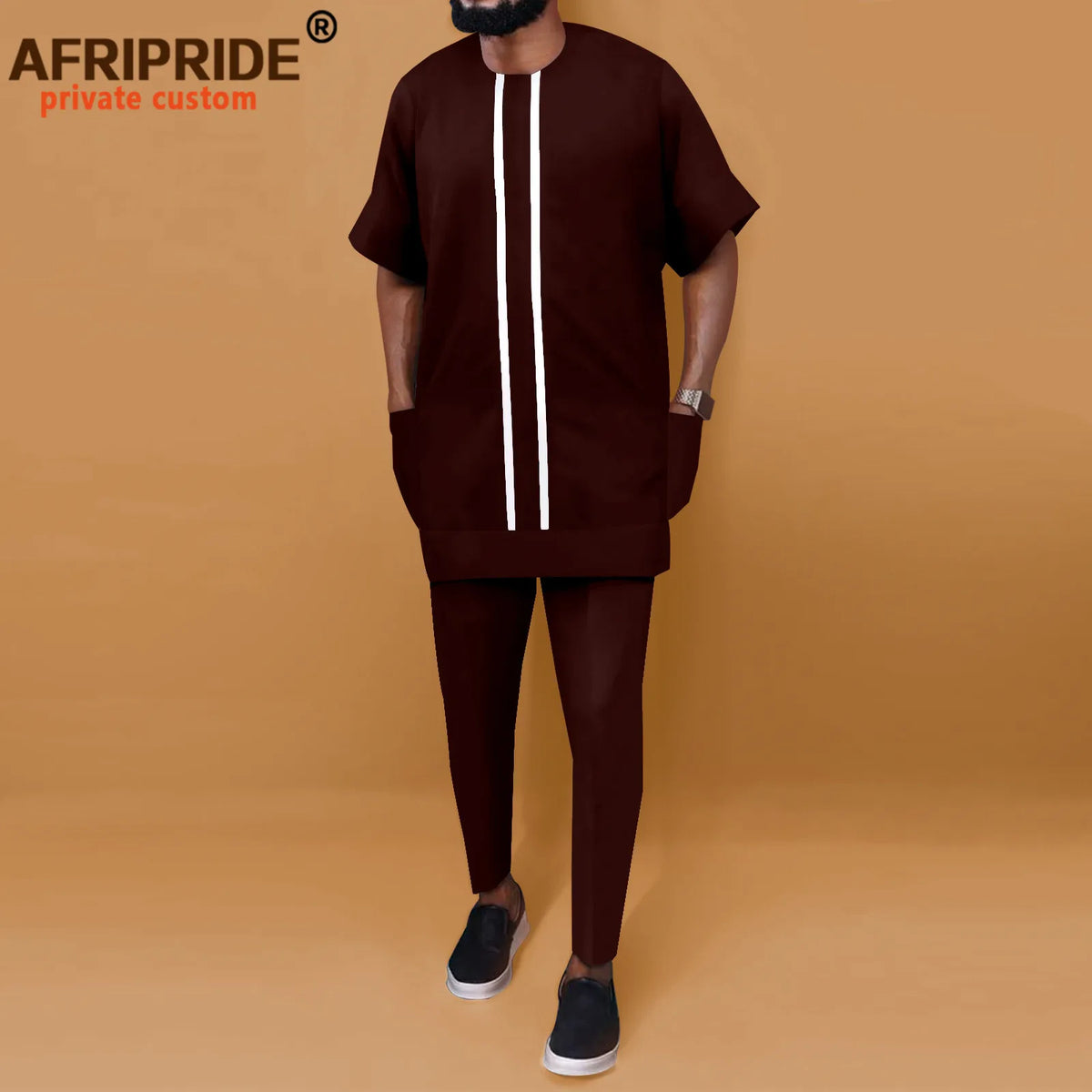 Men's Dashiki Shirt & Pants Co-ord Set – 100% Cotton (Short Sleeve) – alternate view 3