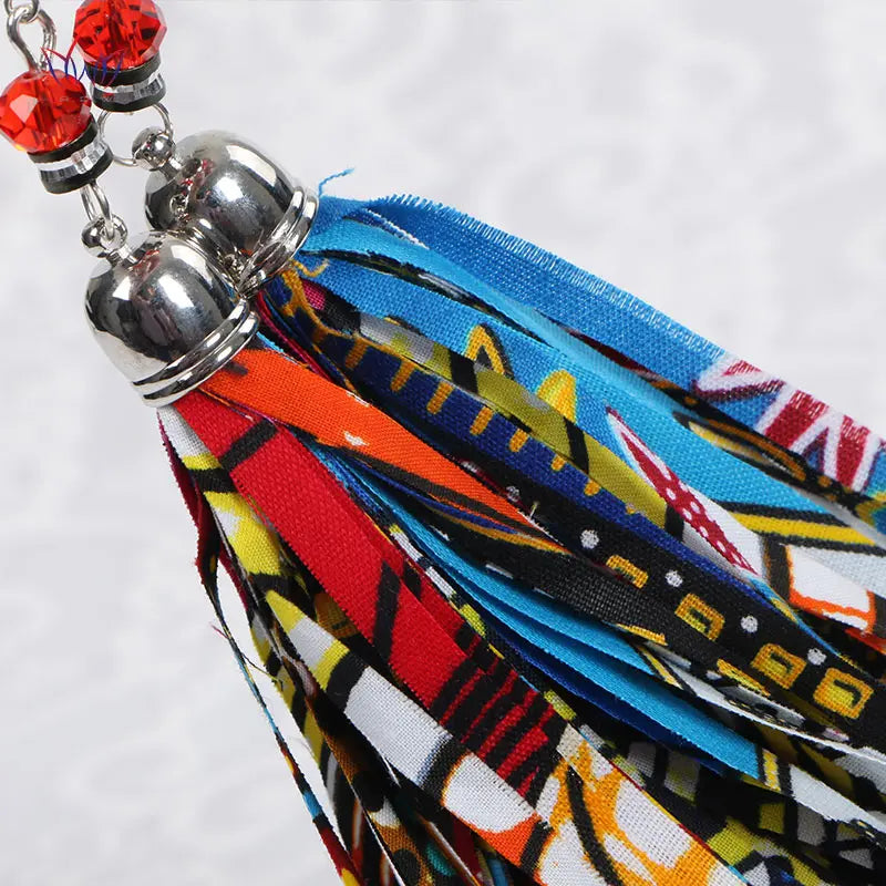 Women's African-Print Tassel Drop Earrings, image 3 of 35 – Flexi Africa