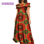 Elegant African Maxi Dress for Women – Slash Neck Print Long Dashiki Gown - Free Delivery Worldwide only at Flexi Africa