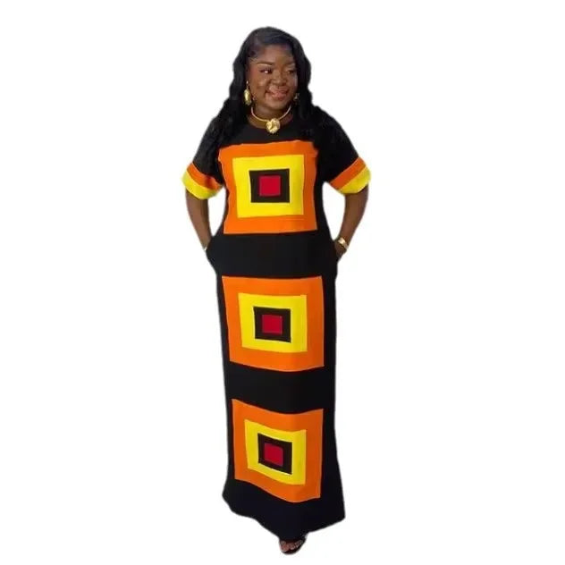 Elegant Ankara Long Maxi Dress – Summer African Fashion for Women