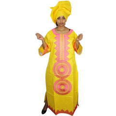 Women's African Dashiki Dress – Long Sleeve Bazin Riche Traditional Attire