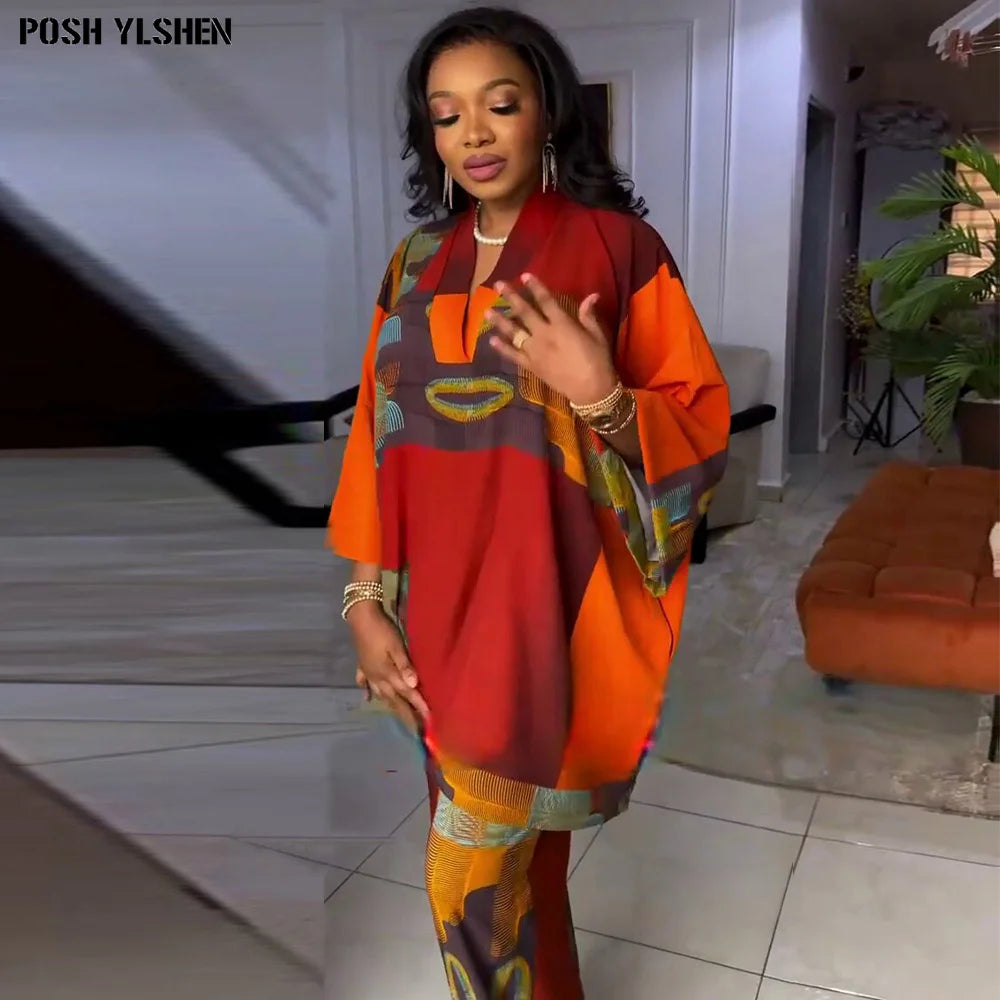 Buy Plus Size African Print 2PC Set – Dashiki Top and Pants Ankara Outfit for only $35.72 at Flexi Africa!