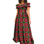 Elegant African Maxi Dress for Women – Slash Neck Print Long Dashiki Gown - Free Delivery Worldwide only at Flexi Africa