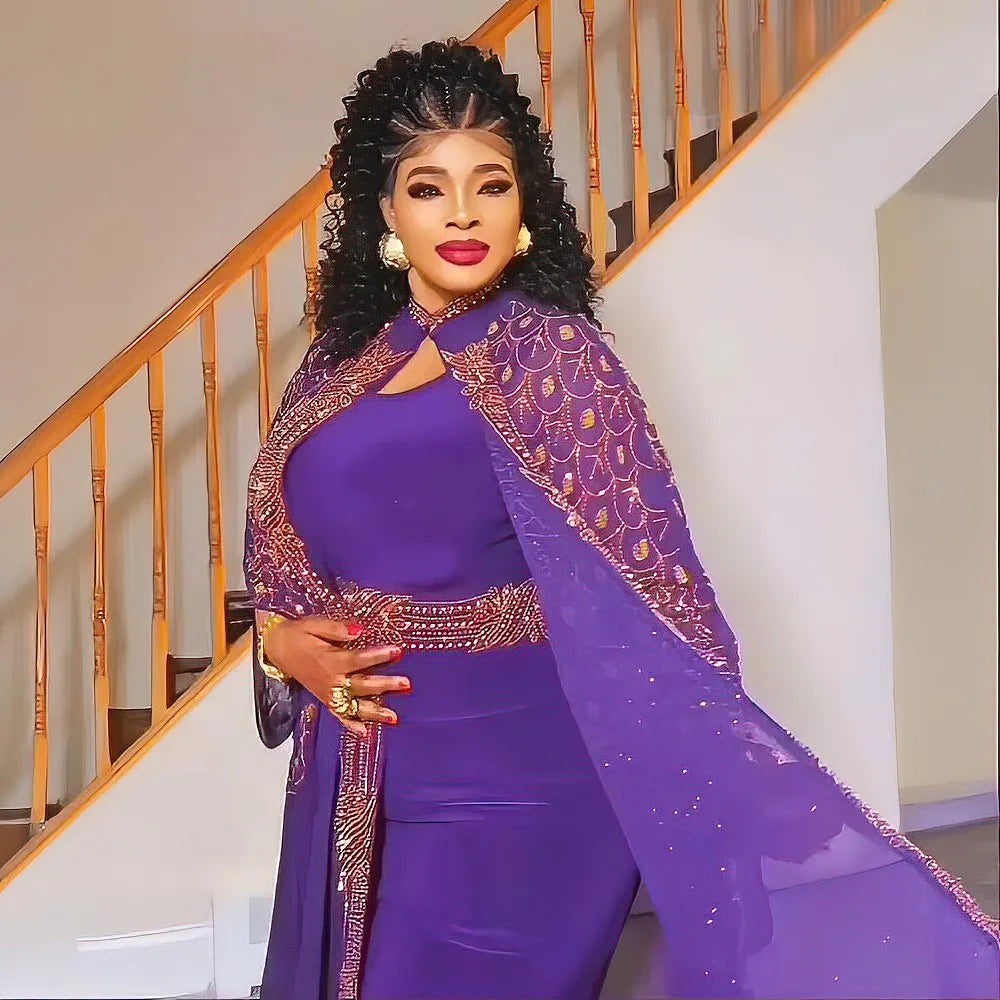 Women's Rhinestone Kanga Dress 2-Piece Set – Elegant African Party Gown – alternate view 23
