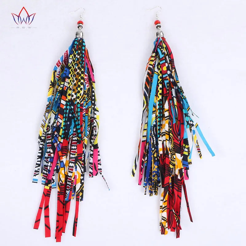 Women's African-Print Tassel Drop Earrings, image 2 of 35 – Flexi Africa