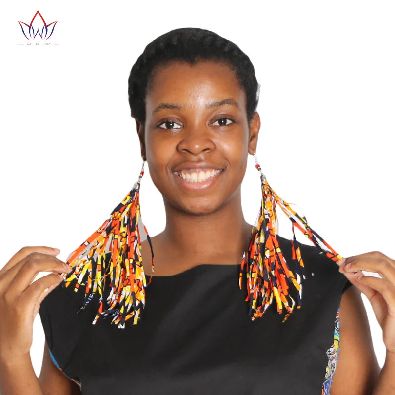 Women's African-Print Tassel Drop Earrings, main product image – Flexi Africa