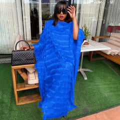 African Bubu Dress for Women – Loose Fit Fluffy Fabric with Round Neck and Batwing Sleeves