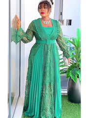 Plus Size African Wedding Dress for Women – Dashiki Print Lace Maxi Gown for Parties