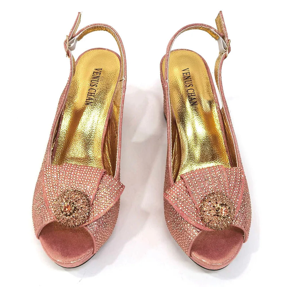 Women's Sequin Pointed-Toe Slingback Heels & Bag Set – 6.5cm Block Heel – alternate view 4