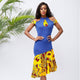 Stylish African Off-Shoulder Dress for Women: Sexy Summer Dress with Rich Bazin Ankara Print in Midi Length