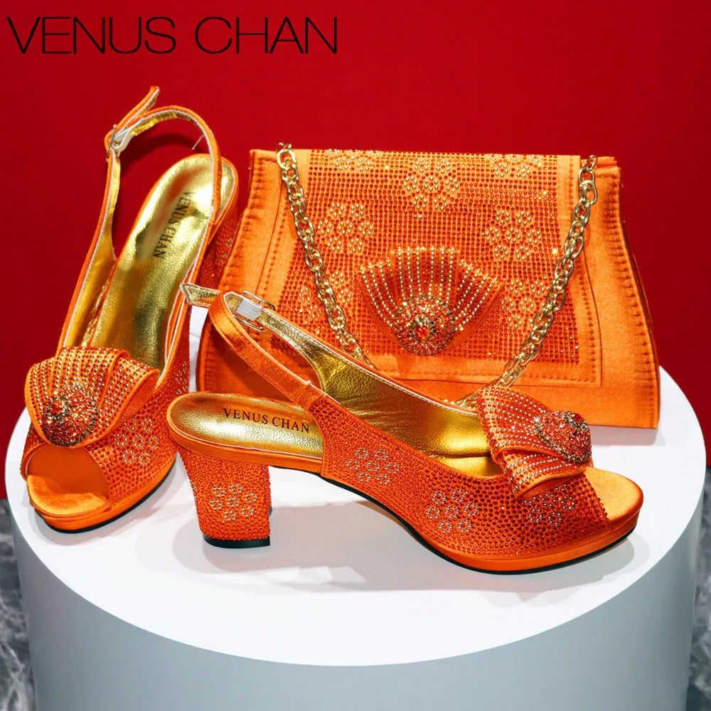 Women's Sequin Pointed-Toe Slingback Heels & Bag Set – 6.5cm Block Heel – alternate view 40