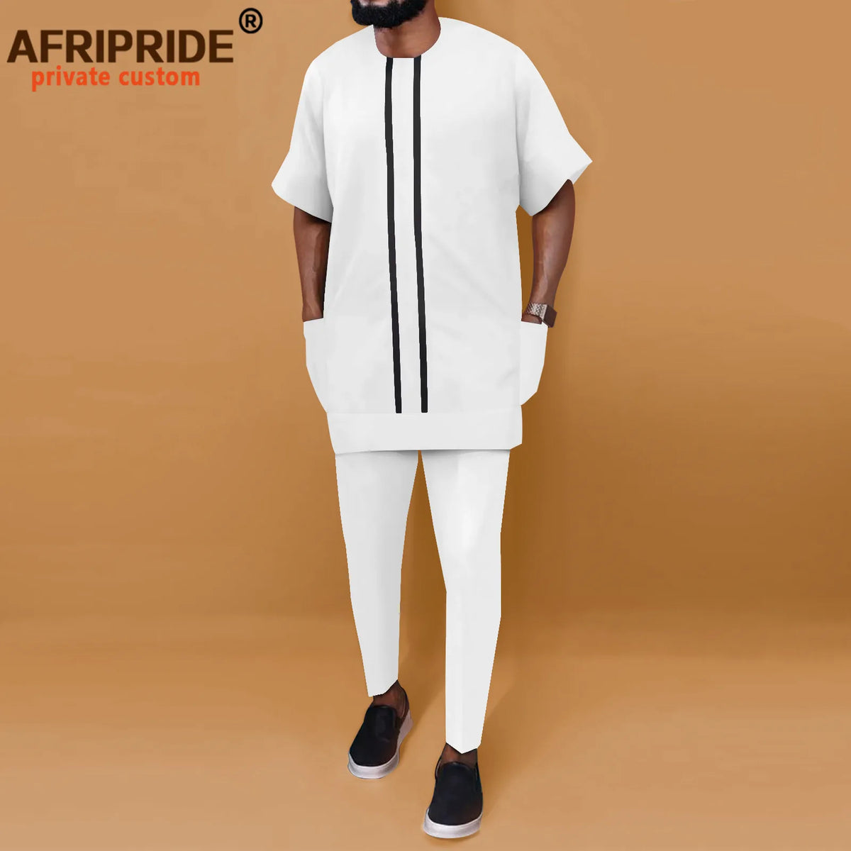 Men's Dashiki Shirt & Pants Co-ord Set – 100% Cotton (Short Sleeve) – alternate view 2