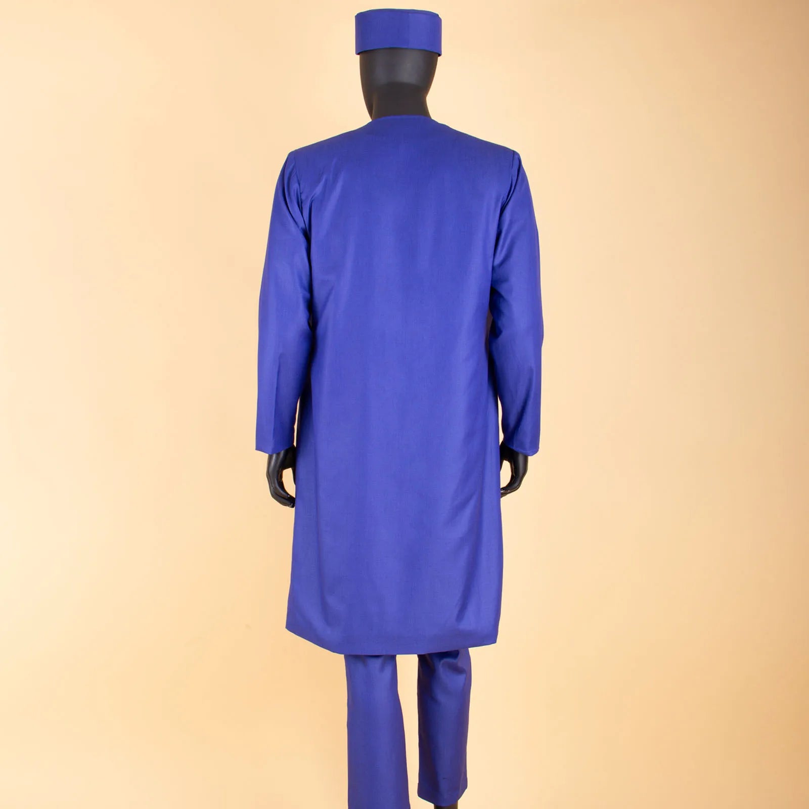 African Clothes for Men – Agbada Robe Embroidery Shirt, Pants, Hat 4PC Set with Chain