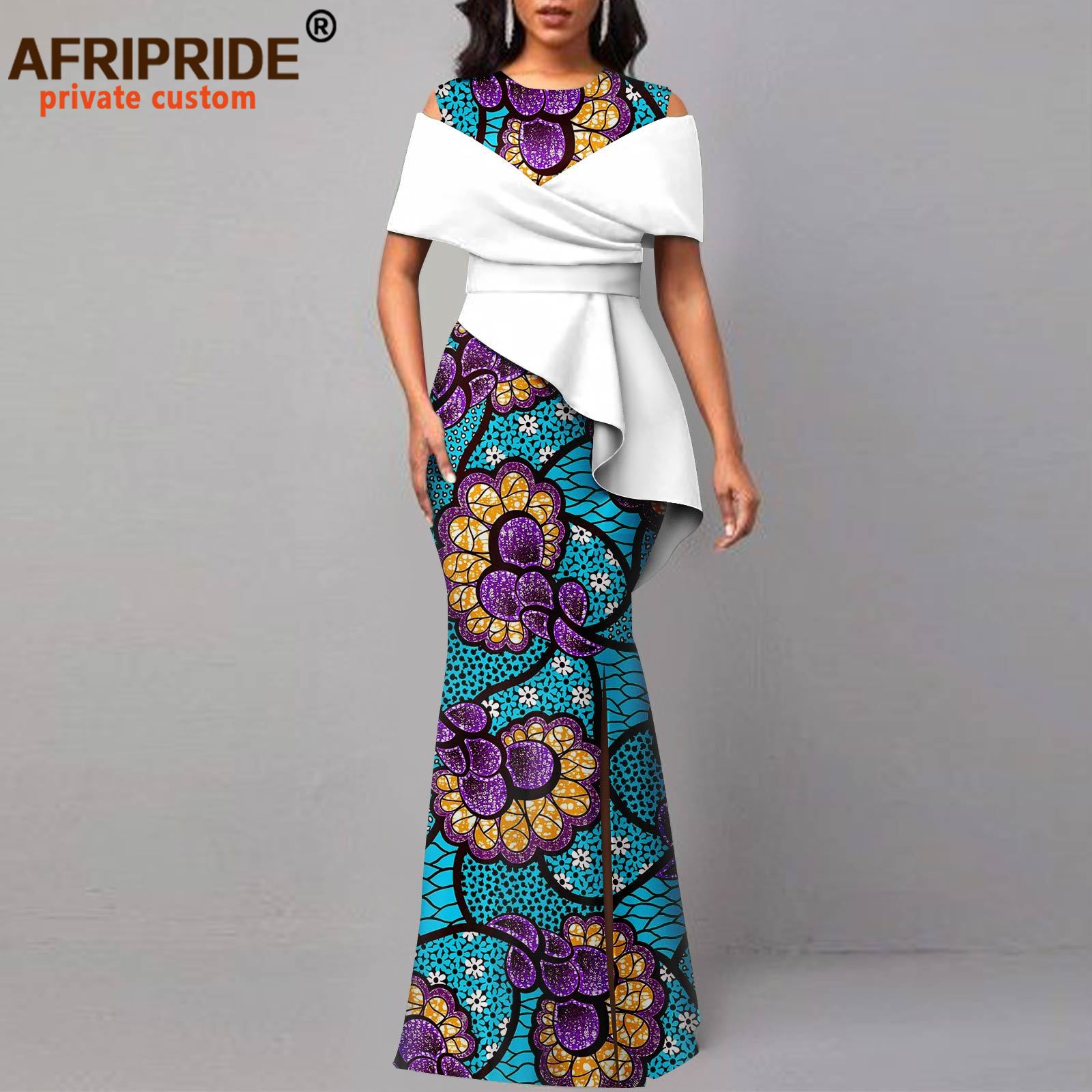 African Dresses for Women Off The Shoulder O-neck High Waist Casual Maxi Dress Ankara Attire Party Evening Outfits