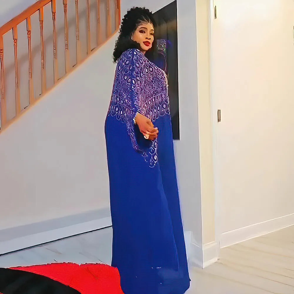 Women's Rhinestone Kanga Dress 2-Piece Set – Elegant African Party Gown – alternate view 33