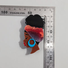 Vibrant African Lady Brooches: Colorful Hairband Adorned, Celebrating Black Girls Figures - Flexi Africa - Flexi Africa offers Free Delivery Worldwide - Vibrant African traditional clothing showcasing bold prints and intricate designs