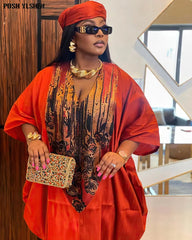 Traditional Nigeria Patchwork Caftan Dress: Elegant Plus Size African Long Dresses - Flexi Africa - Flexi Africa offers Free Delivery Worldwide - Vibrant African traditional clothing showcasing bold prints and intricate designs