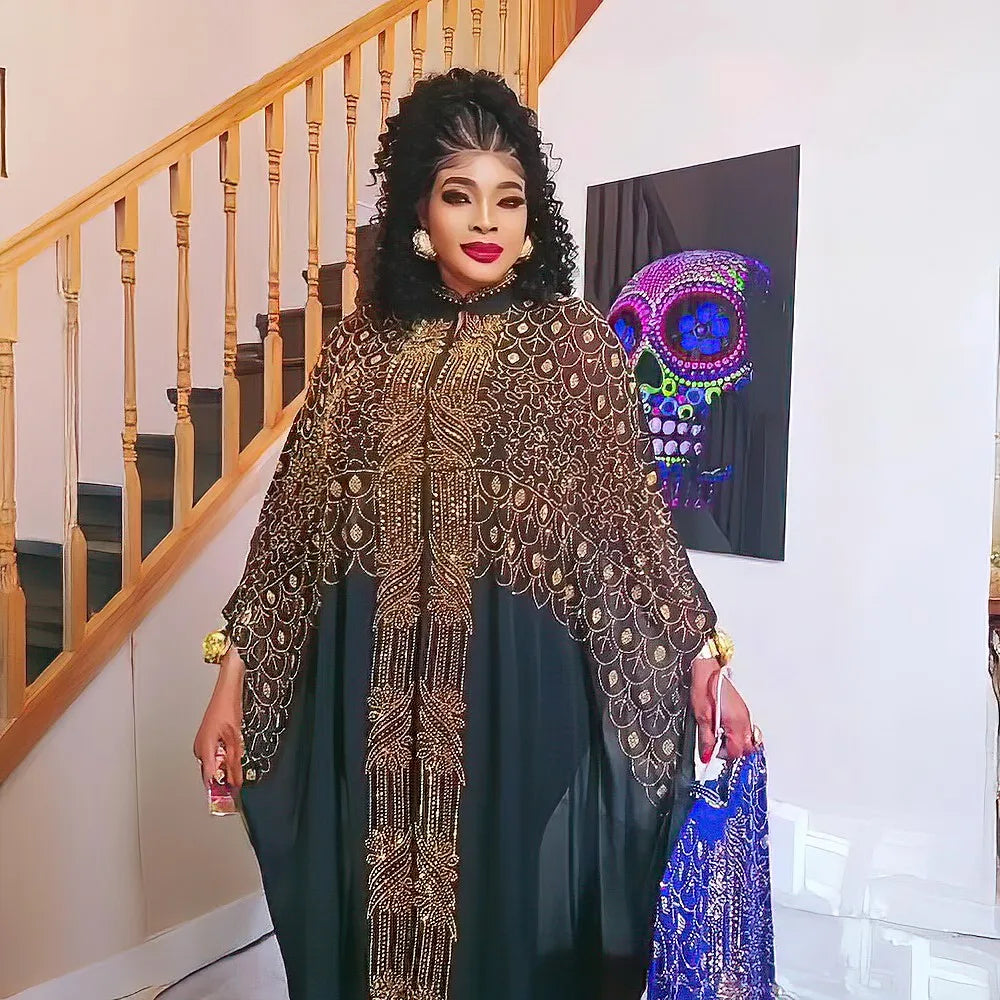Women's Rhinestone Kanga Dress 2-Piece Set – Elegant African Party Gown – alternate view 37