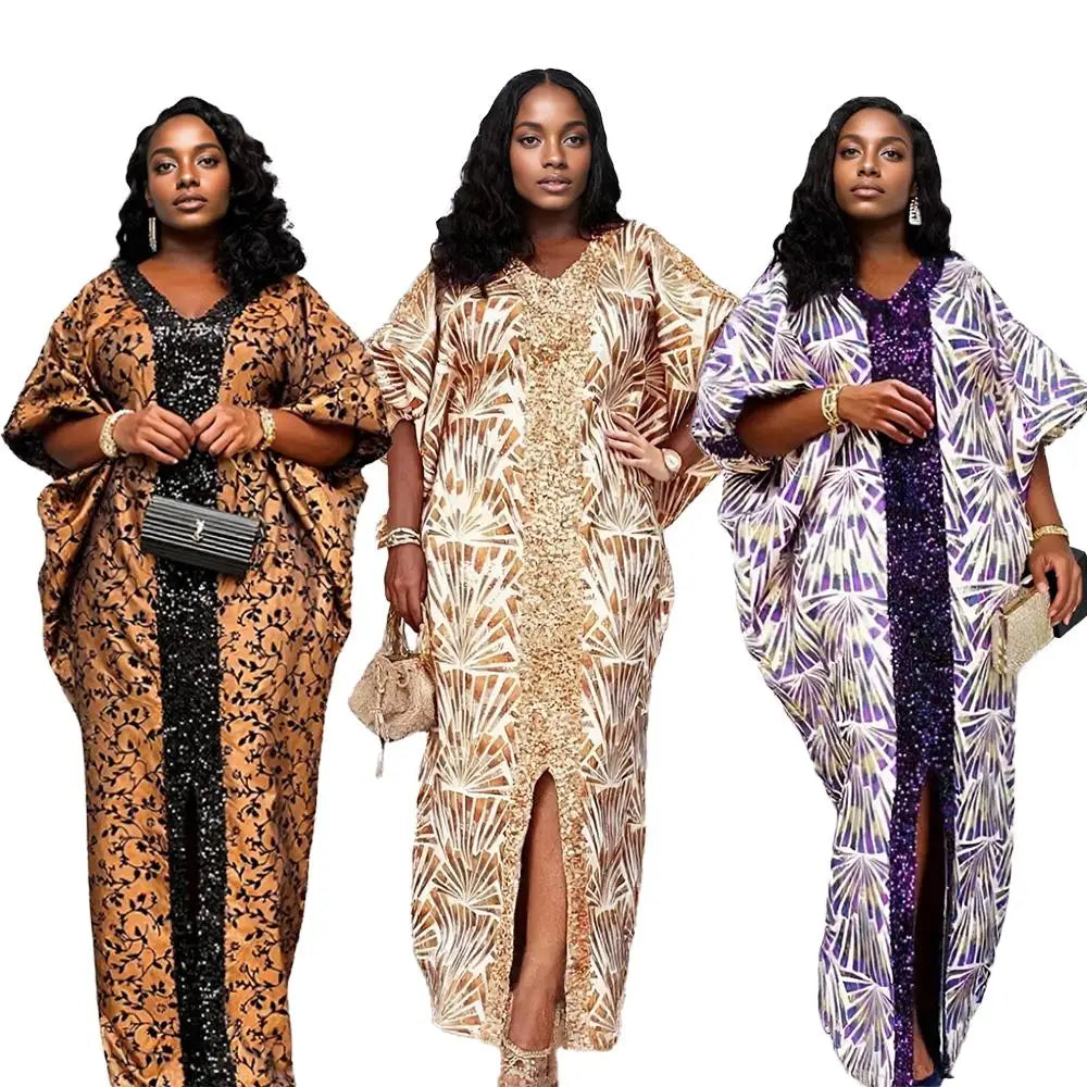 Women's African Abaya Dress – Luxury Caftan Gown for Evening & Celebration - Free Delivery Worldwide only at Flexi Africa