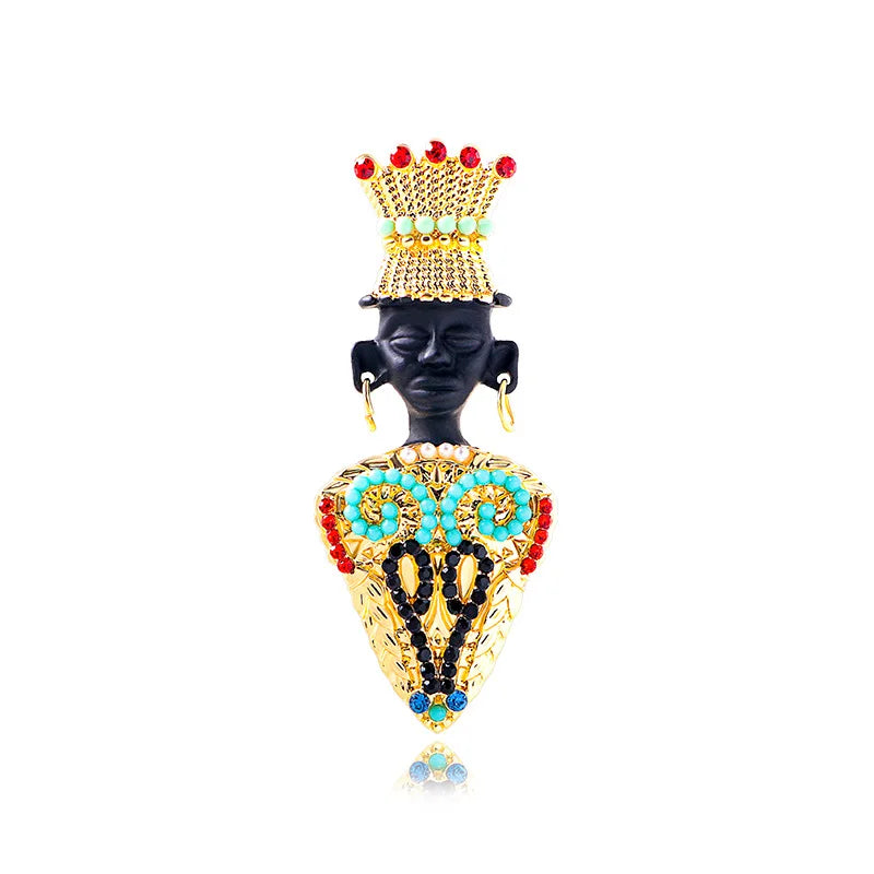 Vintage Lapel Pin: Exquisite Egyptian King Inspired Alloy Brooch for Women - Flexi Africa - Flexi Africa offers Free Delivery Worldwide - Vibrant African traditional clothing showcasing bold prints and intricate designs