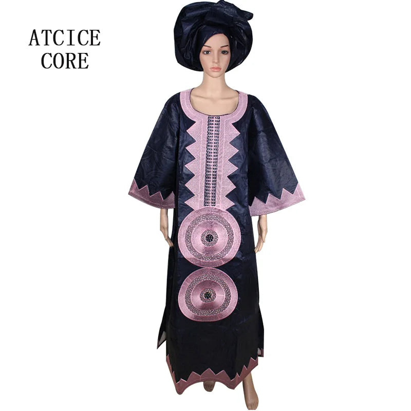Women's African Dashiki Dress – Long Sleeve Bazin Riche Traditional Attire