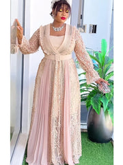 Plus Size African Wedding Dress for Women – Dashiki Print Lace Maxi Gown for Parties