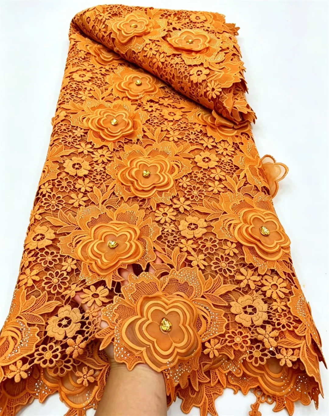 African Guipure Cord Lace Fabric – 5 Yards, Nigerian Embroidery – alternate view 24