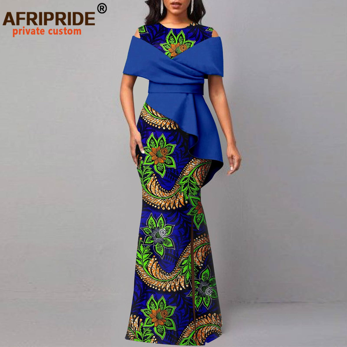 African Dresses for Women Off The Shoulder O-neck High Waist Casual Maxi Dress Ankara Attire Party Evening Outfits