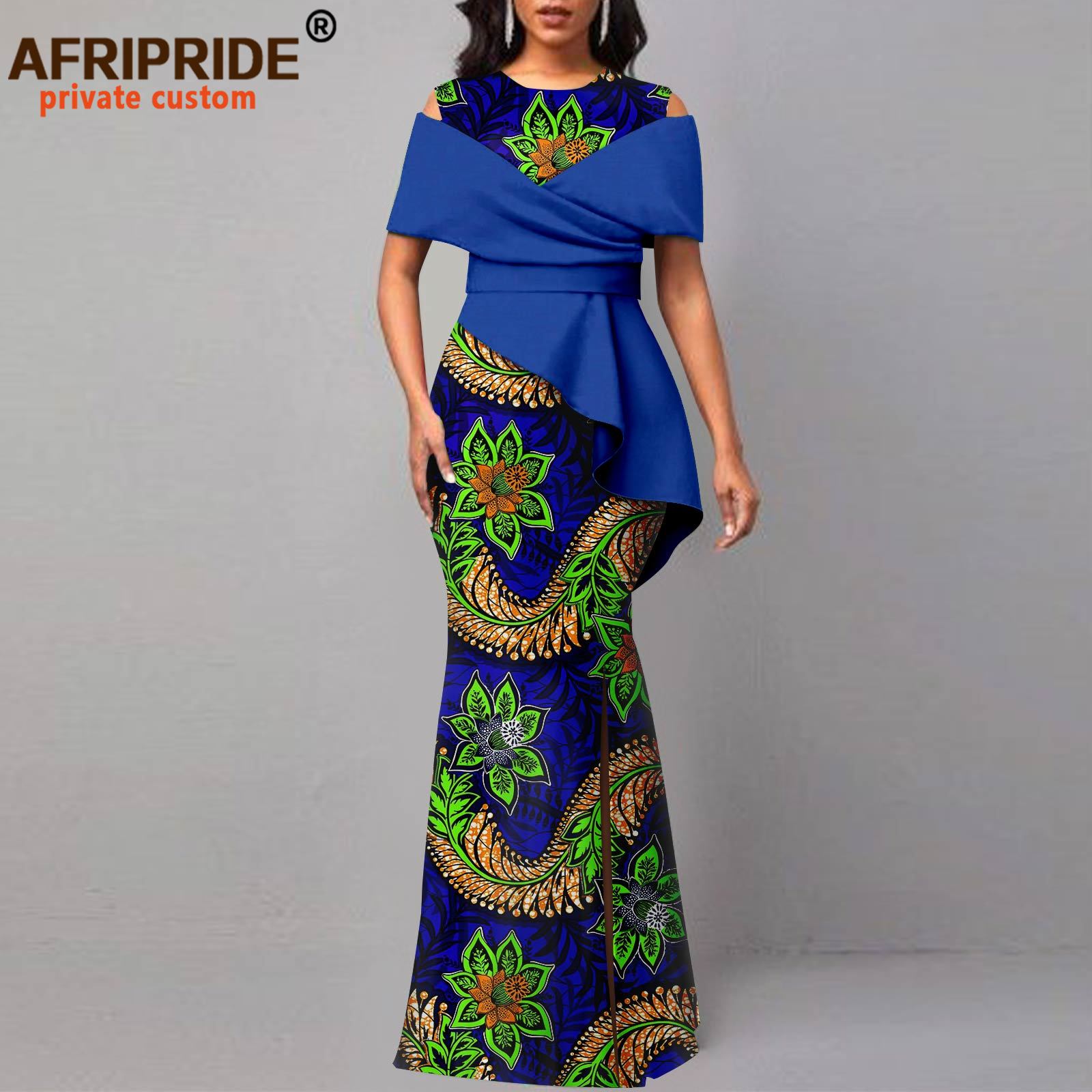 African Dresses for Women Off The Shoulder O-neck High Waist Casual Maxi Dress Ankara Attire Party Evening Outfits