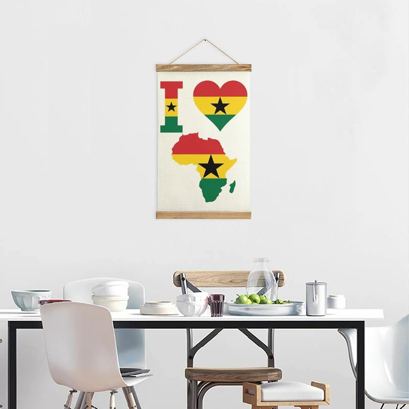 Ghanaian Pride: Africa Map T-Shirt and Canvas Wall Art – A Playful Fusion of Style - Flexi Africa - Flexi Africa offers Free Delivery Worldwide - Vibrant African traditional clothing showcasing bold prints and intricate designs