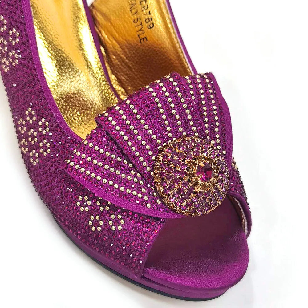Women's Sequin Pointed-Toe Slingback Heels & Bag Set – 6.5cm Block Heel – alternate view 19