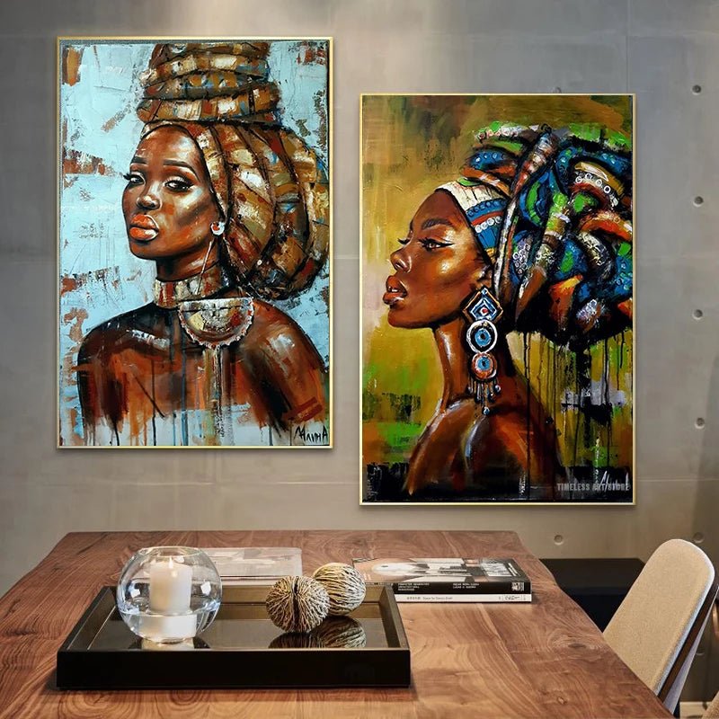 Abstract African Woman Graffiti Art: Canvas Paintings, Posters, and Prints for Unique Wall Decor - Flexi Africa - Flexi Africa offers Free Delivery Worldwide - Vibrant African traditional clothing showcasing bold prints and intricate designs