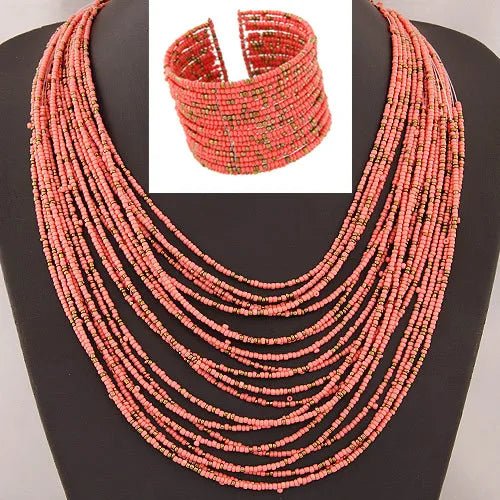 Acrylic Bead Jewelry Sets: Fashionable Necklaces and Bangles for Women - Multicolor Necklace New Jewelry Set - Flexi Africa