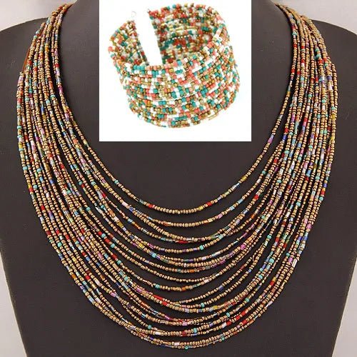 Acrylic Bead Jewelry Sets: Fashionable Necklaces and Bangles for Women - Multicolor Necklace New Jewelry Set - Flexi Africa - Flexi Africa offers Free Delivery Worldwide - Vibrant African traditional clothing showcasing bold prints and intricate designs