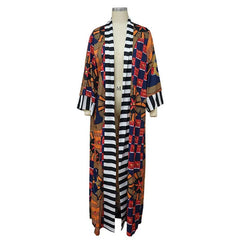 Stylish Dashiki Print Long Shirt Cardigan Coat Dress for Women - Perfect for Autumn and Winter - Free Delivery Worldwide only at Flexi Africa